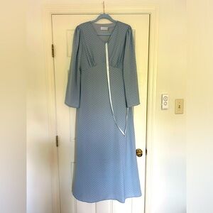 NWT Blue Polka Dot Long Sleeve Maxi Dress